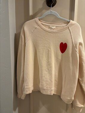 Sézane x Bobo Choses Heart Sweatshirt Ecru Red XXL